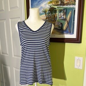 Tahari Striped Navy and White Women's Top